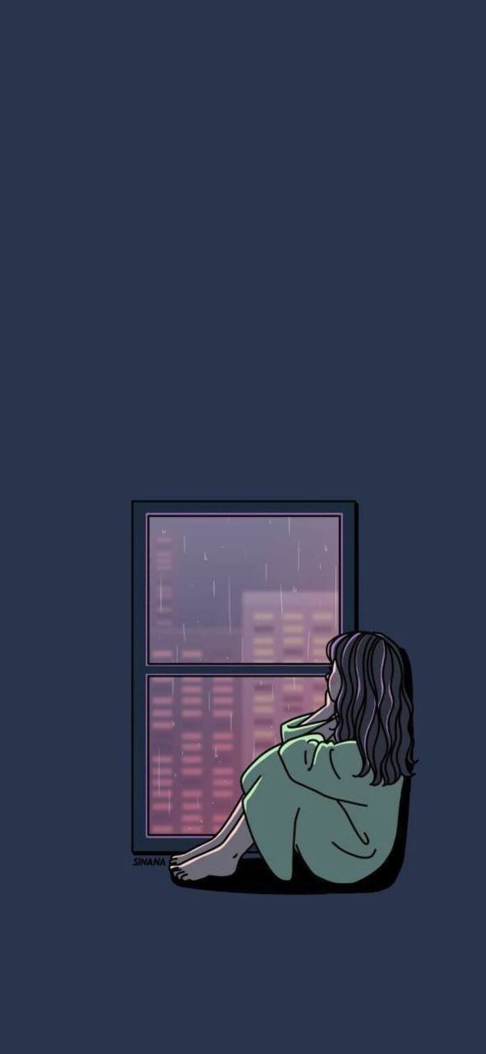 sad girl cartoon aethetics image