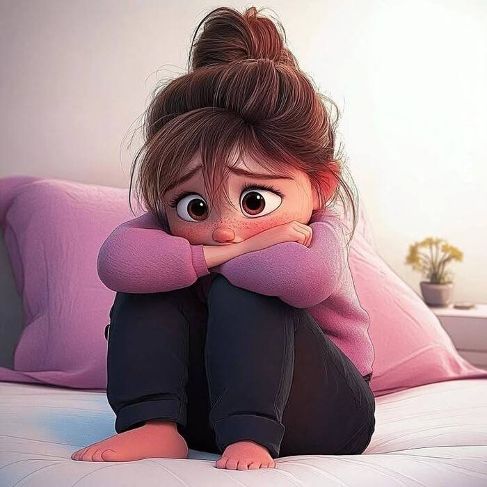 sad girl cartoon down mood aethetic full hd