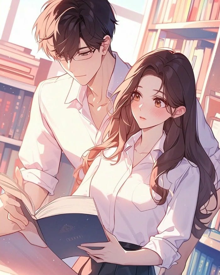 adorable cartoon couple dp with funny expressions.