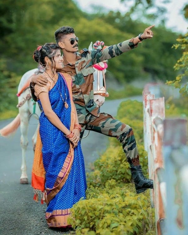 army couple dp with serious yet romantic expressions.