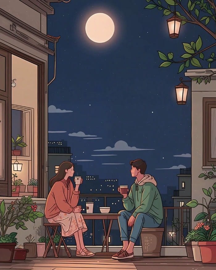 cartoon couple dp aesthetic pastel mood for lovers.