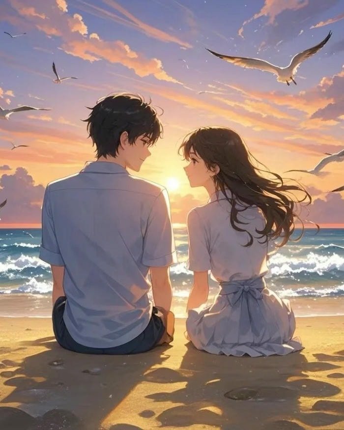 cartoon couple dp expressing tender emotions.