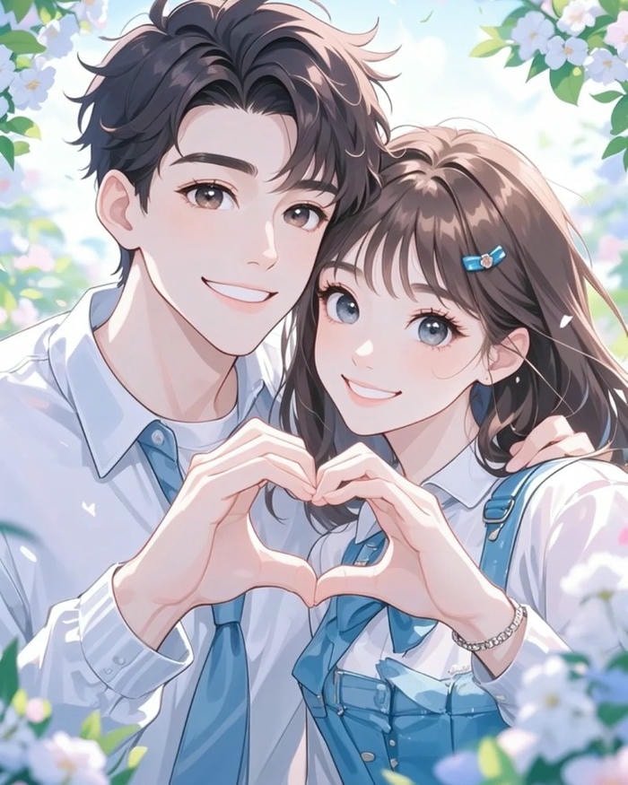 cartoon couple dp holding coffee together.