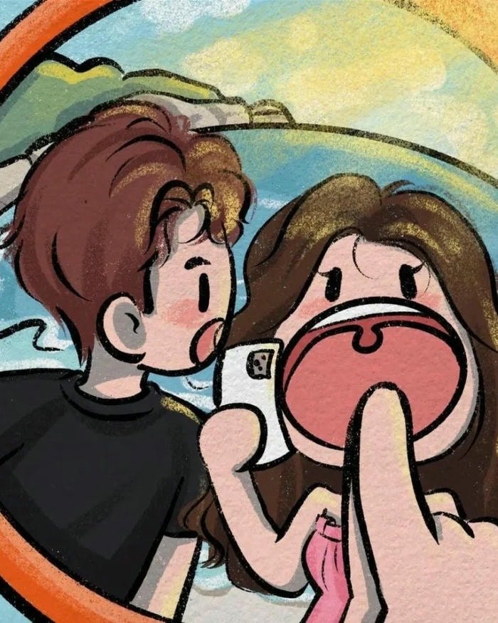 cartoon couple dp in funny dance pose.