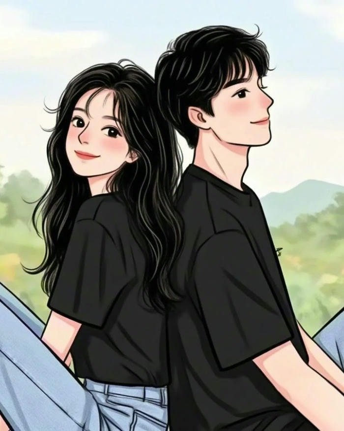 cartoon couple dp in vintage art style.