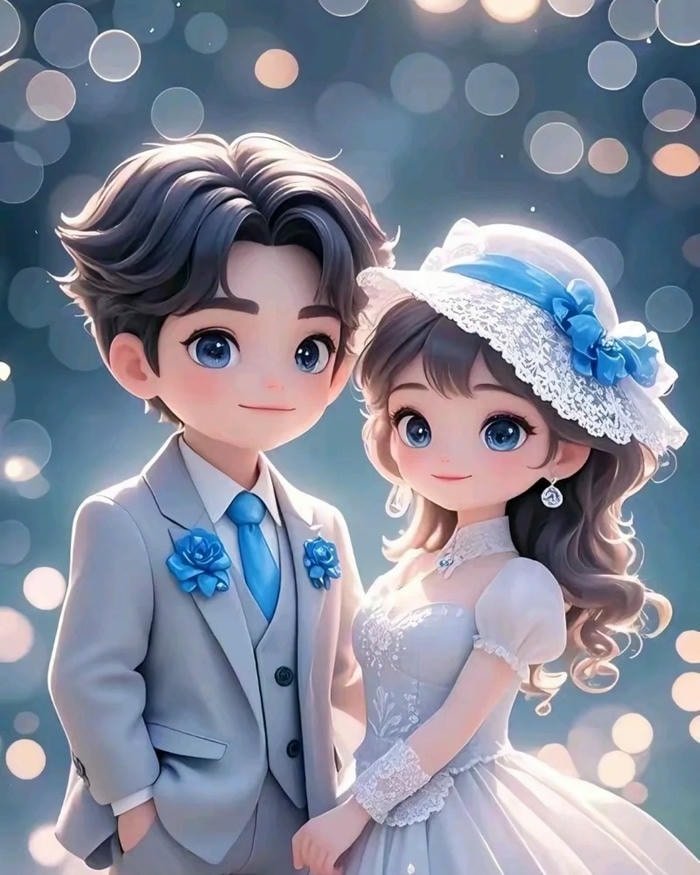 cartoon couple dp sharing umbrella in the rain.