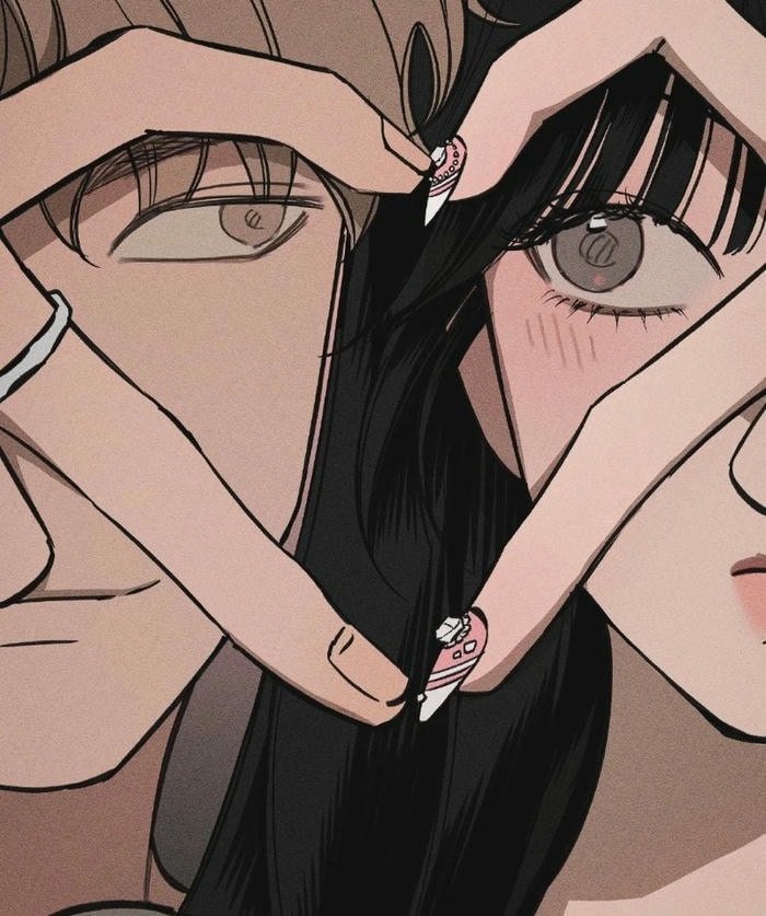 cartoon couple dp with artistic illustration style.