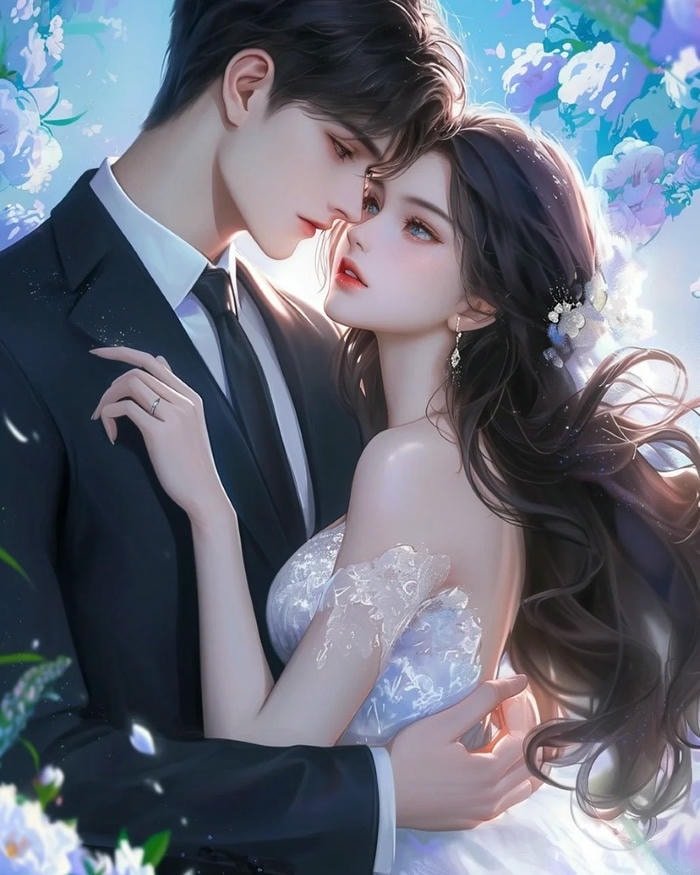 cartoon couple dp with cozy indoor background.