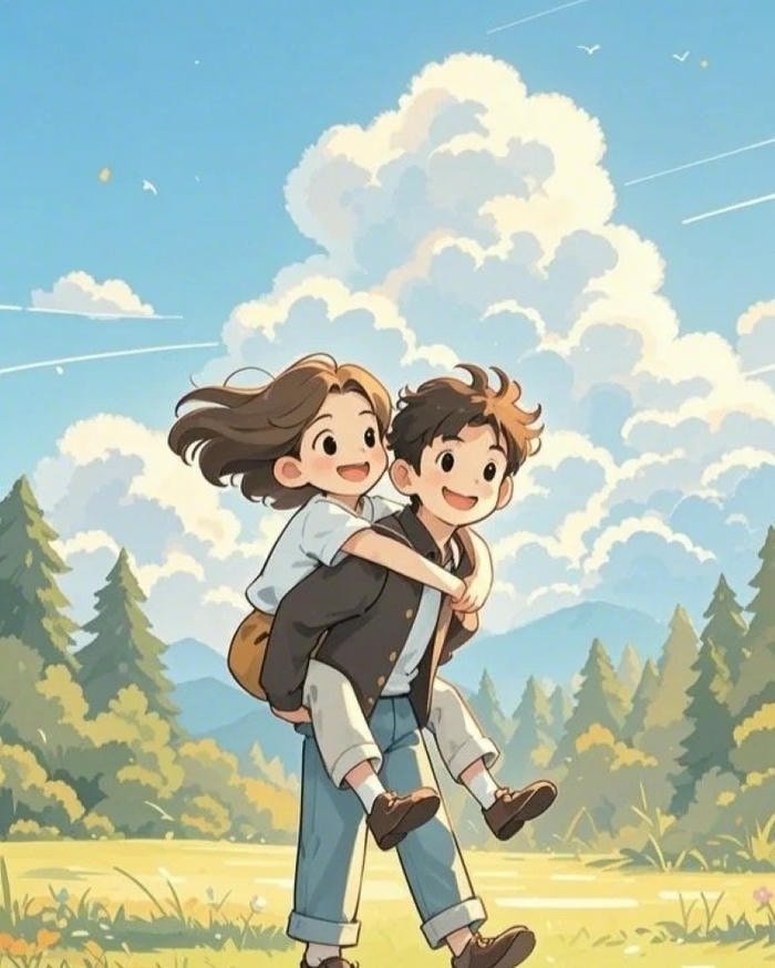 cartoon couple dp with modern cute character design.