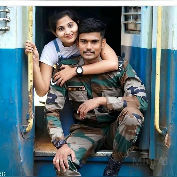 creative army couple dp concept for romantic theme. (1)