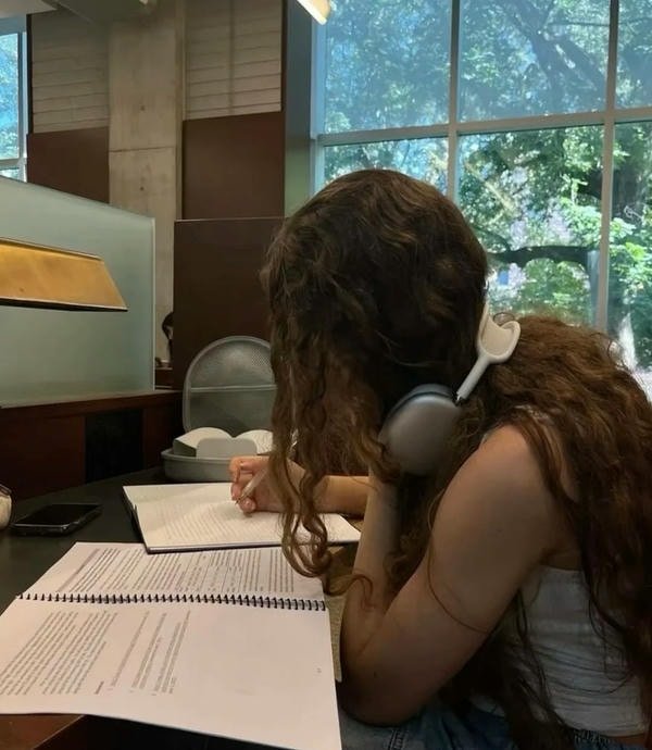 cute study girl dp with notebook and pen in hand.