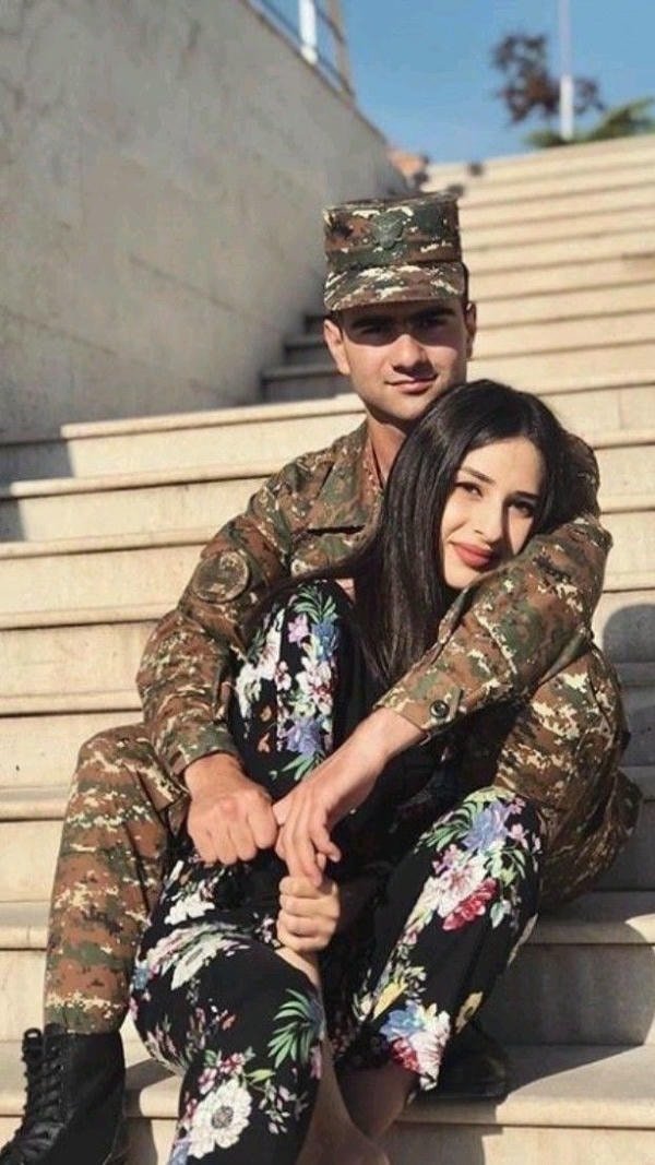 happy army couple dp with sweet smile moment.