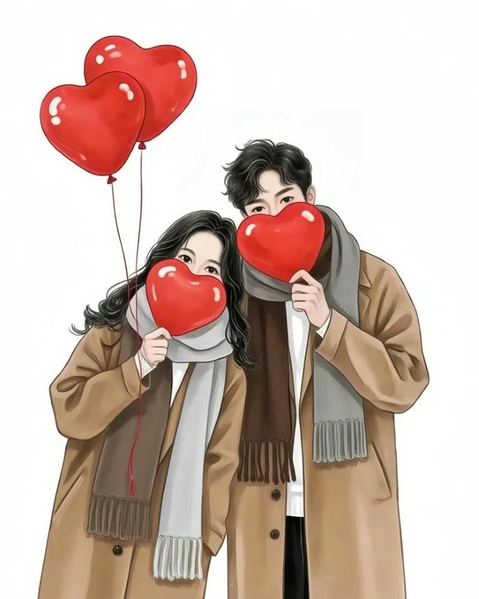 lovely cartoon couple dp with heartwarming smile.