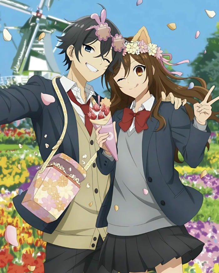 romantic cartoon couple dp with sweet hand holding pose.