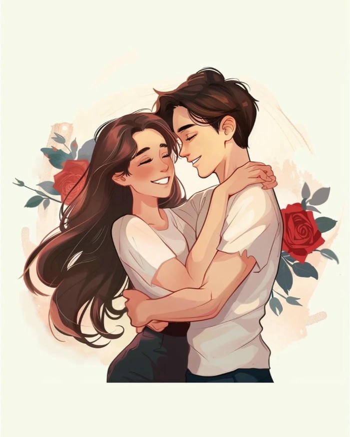 simple cartoon couple dp for soft aesthetic.