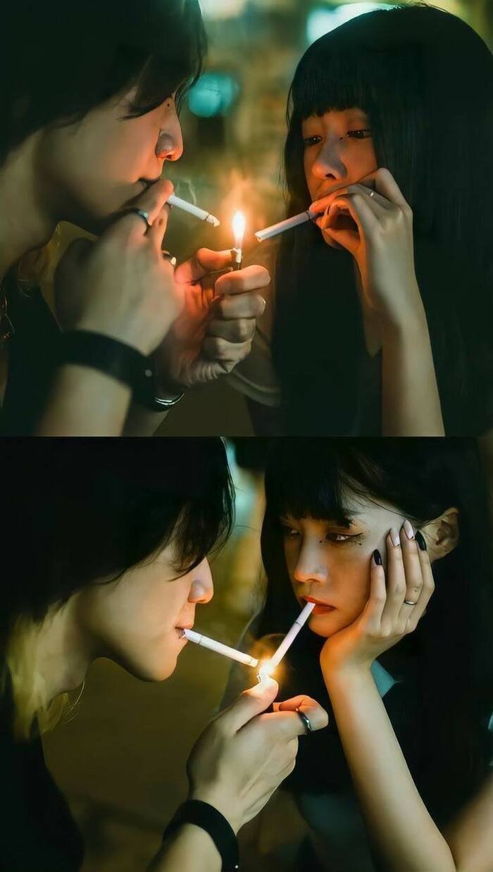 smoking girl dp aethetics image hd