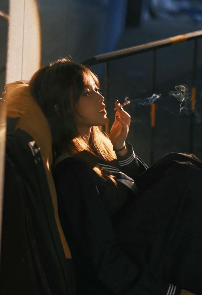 smoking girl dp expressing boldness and charm.