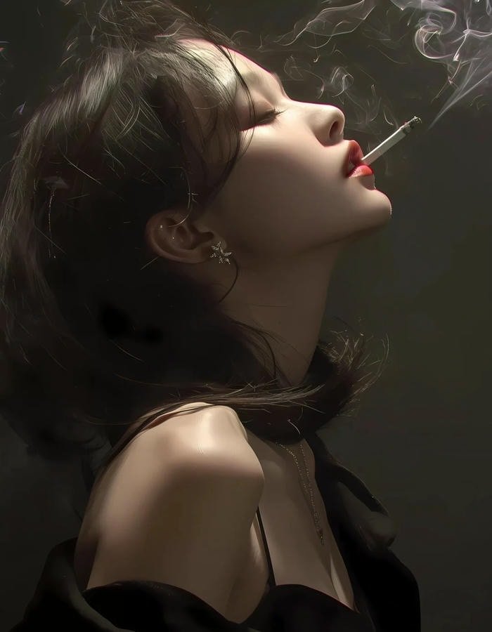 smoking girl dp showing confidence and grace.