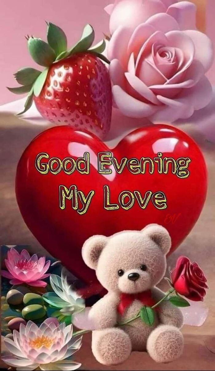 good evening love image photo