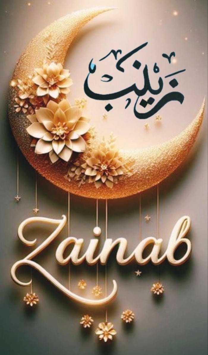 Cinematic zainab name dp portrait frame.