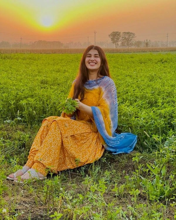 village girls dp in sunset field photography style.